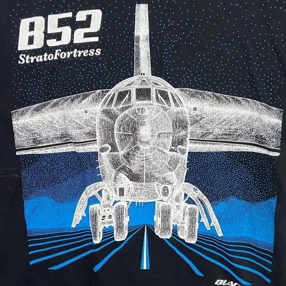 B-52 StratoFortress Blackbird USAF Full Graphic Retro Men’s Black L T-Shirt Jets - Picture 2 of 5